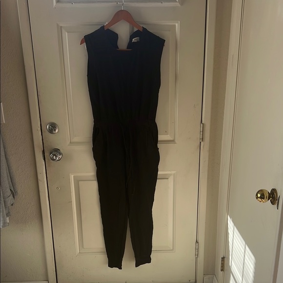 Pact Pants - Pact Black Sleeveless Jumpsuit with Tapered Legs